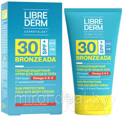 Крем солнцезащитный Librederm Bronzeada с омега 3-6-9 и термальной водой SPF30 - фото 2 - id-p225333454