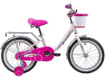 Детский двухколесный велосипед 16 дюймов белый с приставными колесами корзинкой для девочек 4-6 лет - фото 1 - id-p224956100