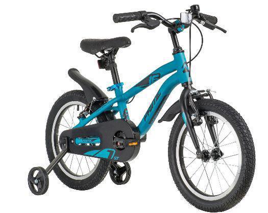Детский двухколесный велосипед 16 дюймов синий с алюминиевой рамой приставными колесами для мальчика 4-6 лет - фото 2 - id-p224956101