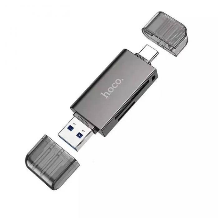 Карт-ридер Hoco HB39 2-in-1 USB-A/USB-C/microSD Grey 6942007604819 - фото 1 - id-p224999568