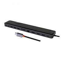 Хаб USB Baseus EliteJoy Gen2 12-Port Type-C - 2xHDMI+3xUSB 3.0+PD+DP+SD/TF+RJ45+Type-C+3.5mm Dark Grey