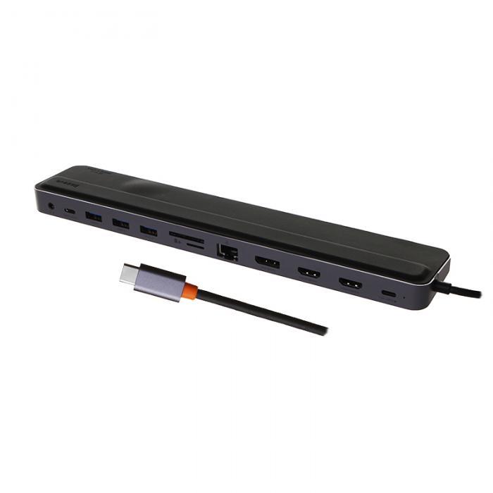 Хаб USB Baseus EliteJoy Gen2 12-Port Type-C - 2xHDMI+3xUSB 3.0+PD+DP+SD/TF+RJ45+Type-C+3.5mm Dark Grey - фото 1 - id-p224999569