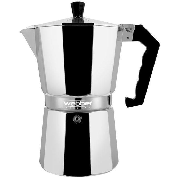 Гейзерная кофеварка на 9 чашек WEBBER BE-0123 алюминиевая 450мл - фото 1 - id-p225049731