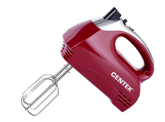 Миксер кухонный электрический с насадками домашний бытовой для теста крема кондитера CENTEK CT-1118 красный