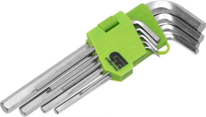 СИБРТЕХ Набор ключей имбусовых HEX, 1.5-10 мм, 45x, закаленные, 9 шт, удлиненные, никель - фото 1 - id-p225157858