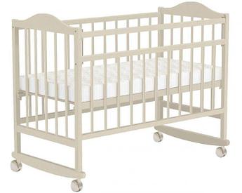 Кроватка для новорожденного детская Фея 204 бежевая с маятником колесики деревянная колыбель трансформер
