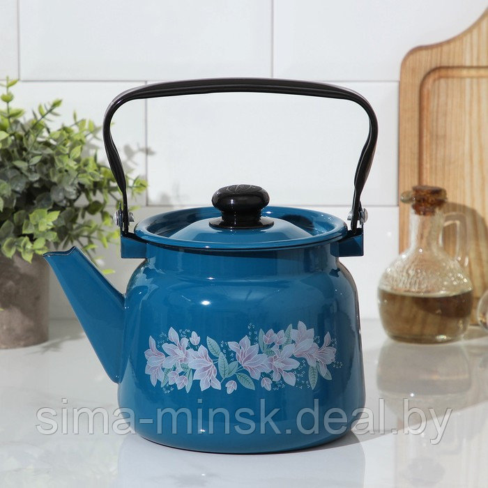 Чайник, 2,3 л, эмалированная крышка, индукция, цвет синий - фото 1 - id-p225353138