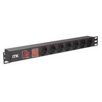 ITK PH12-7D3 PDU 7 розеток нем. ст, с LED выкл, 1U, без шнура, вх. С14