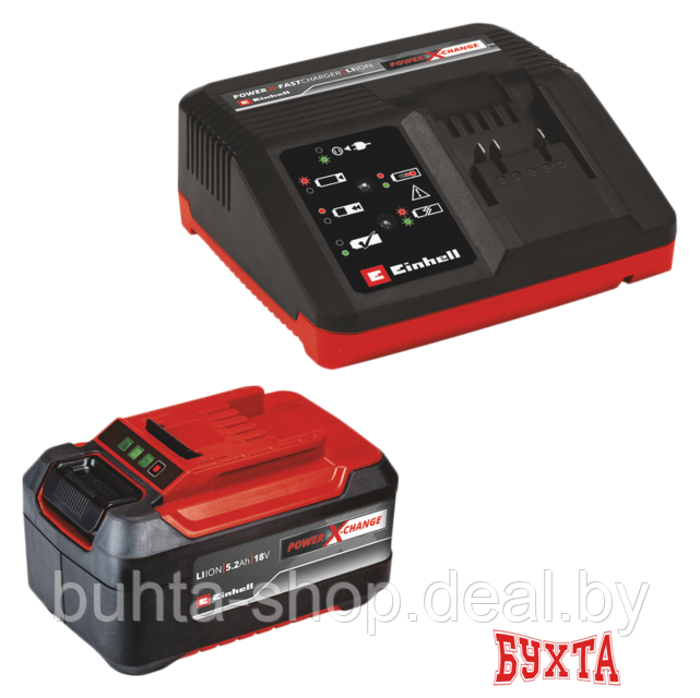 Аккумулятор с зарядным устройством Einhell PXC-Starter-Kit 4512114 (18В/5.2 Ач + 18В) - фото 1 - id-p225356602