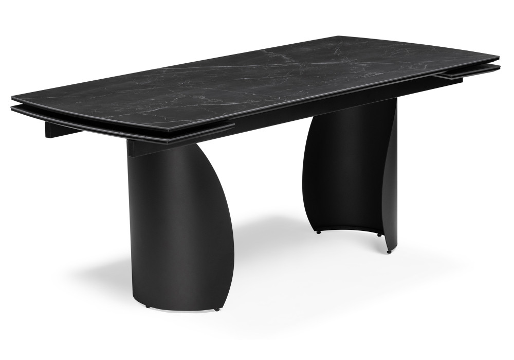 Керамический стол Готланд 1600(2200)х900х790 черный мрамор / черный - фото 1 - id-p225365172
