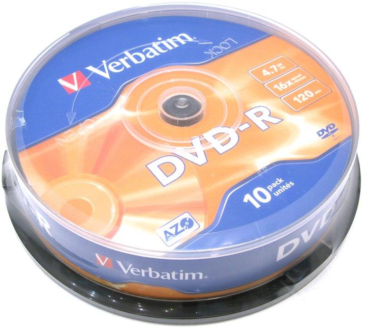 Диск DVD-R Disc Verbatim 4.7Gb 16x уп. 10 шт на шпинделе 43523 - фото 1 - id-p225365177