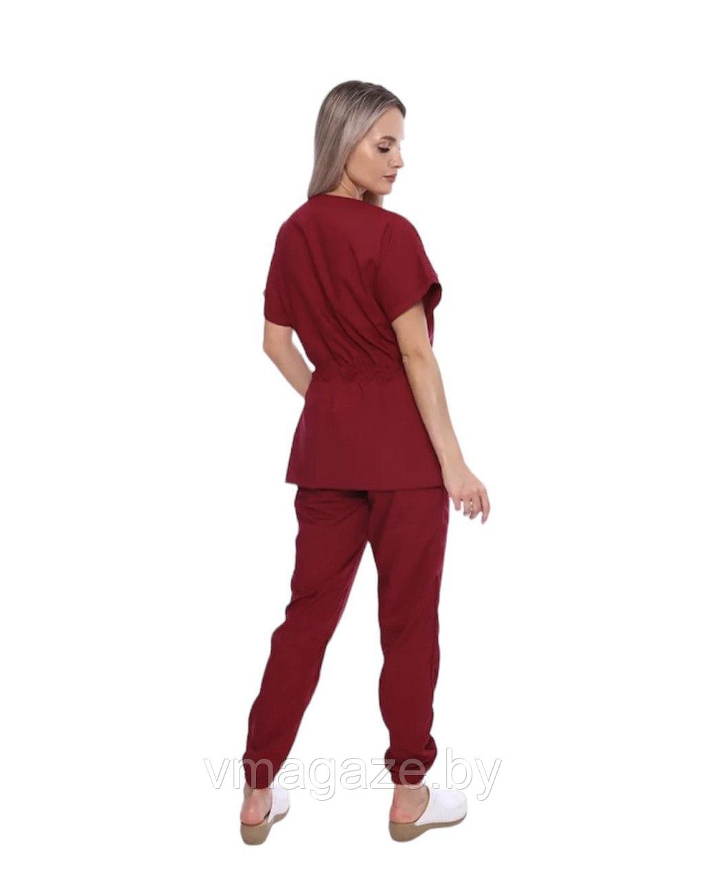 Медицинский костюм женский Мария (цвет бордовый) - фото 2 - id-p225365509