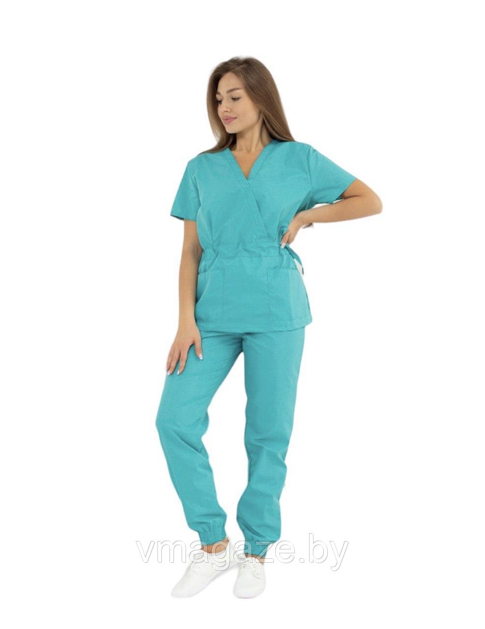 Медицинский костюм женский Мария (цвет бирюзовый) - фото 1 - id-p225365634