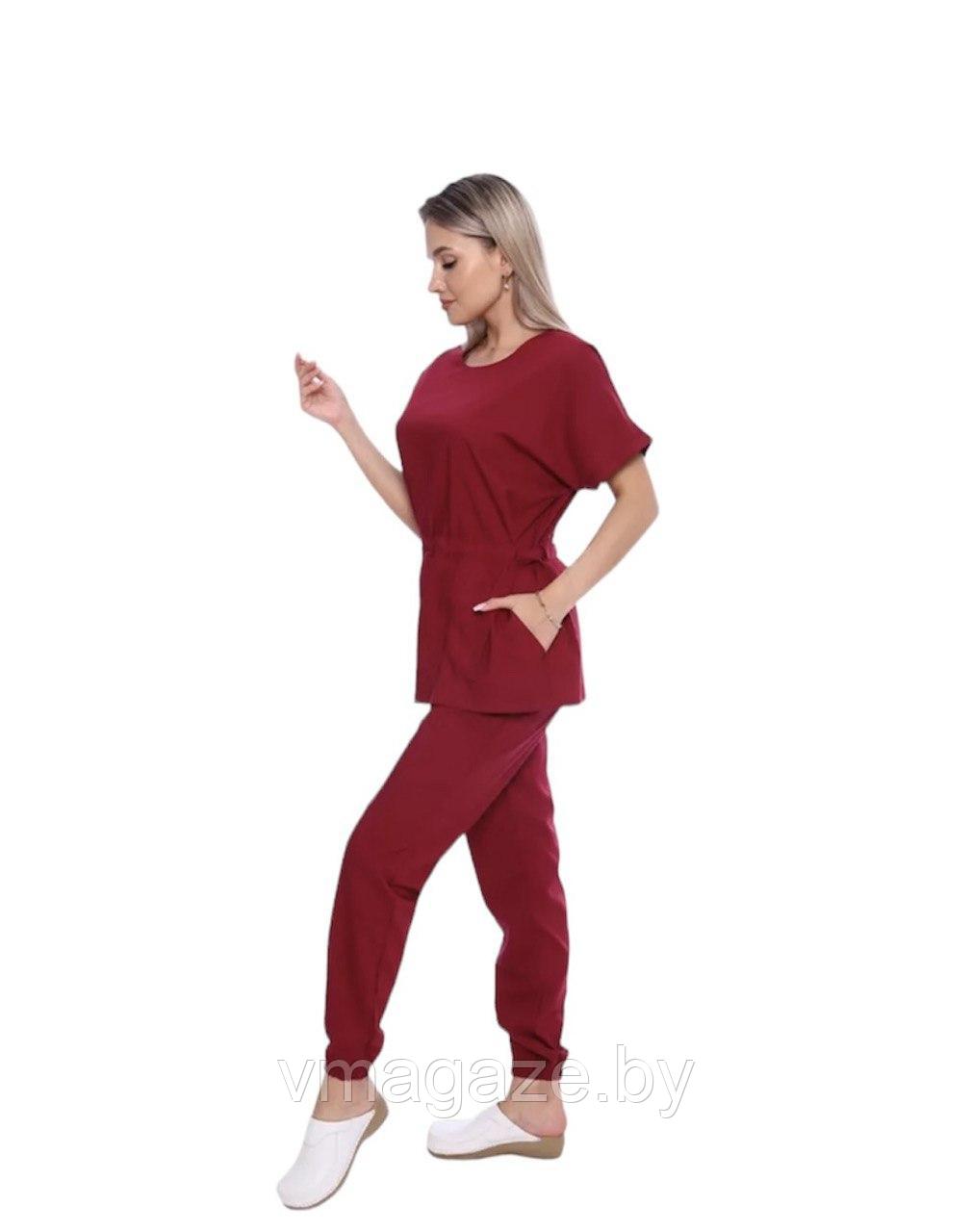 Медицинский костюм женский Мария (цвет бордовый) - фото 4 - id-p225365727