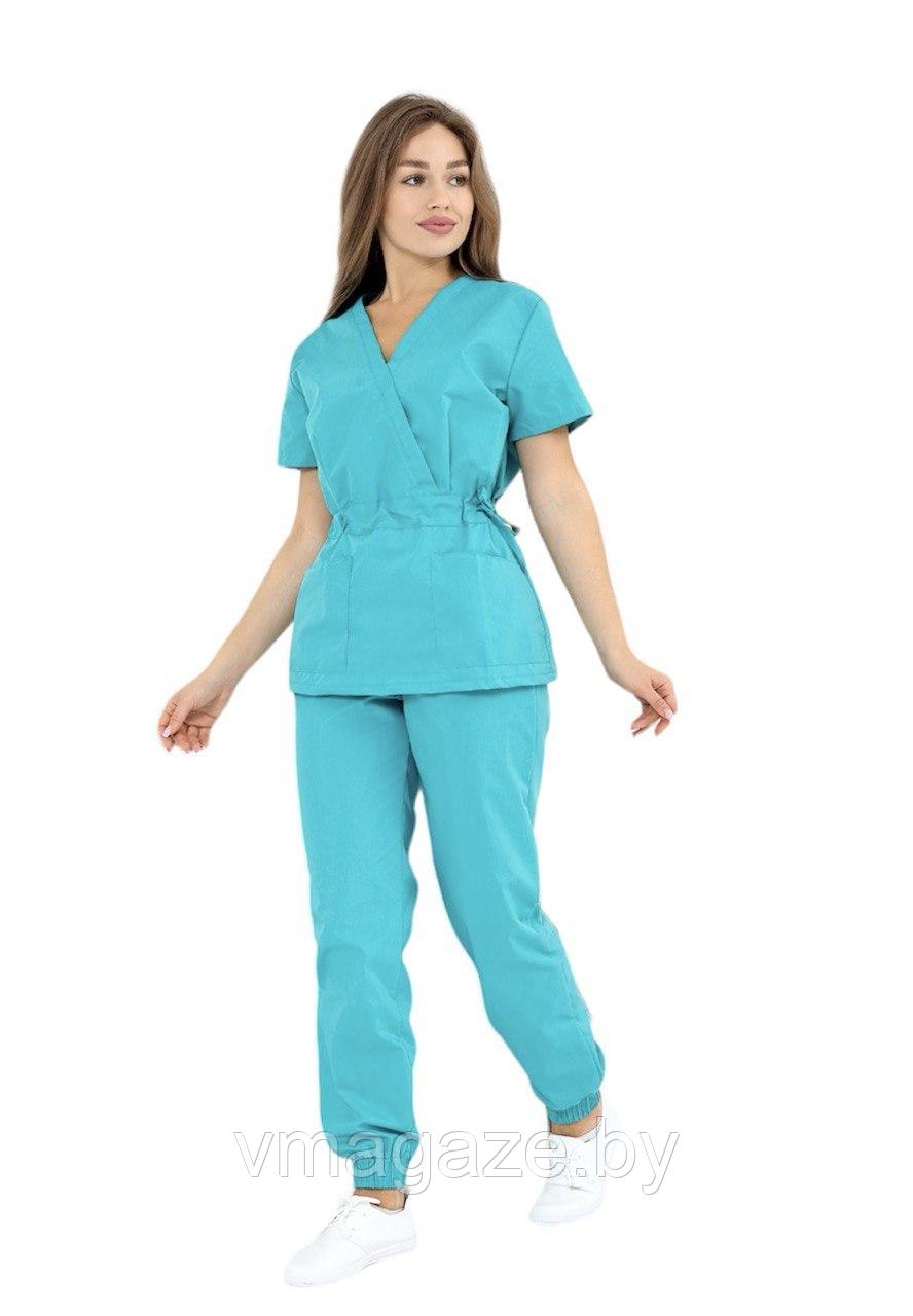 Медицинский костюм женский Мария (цвет бирюзовый) - фото 2 - id-p225365729