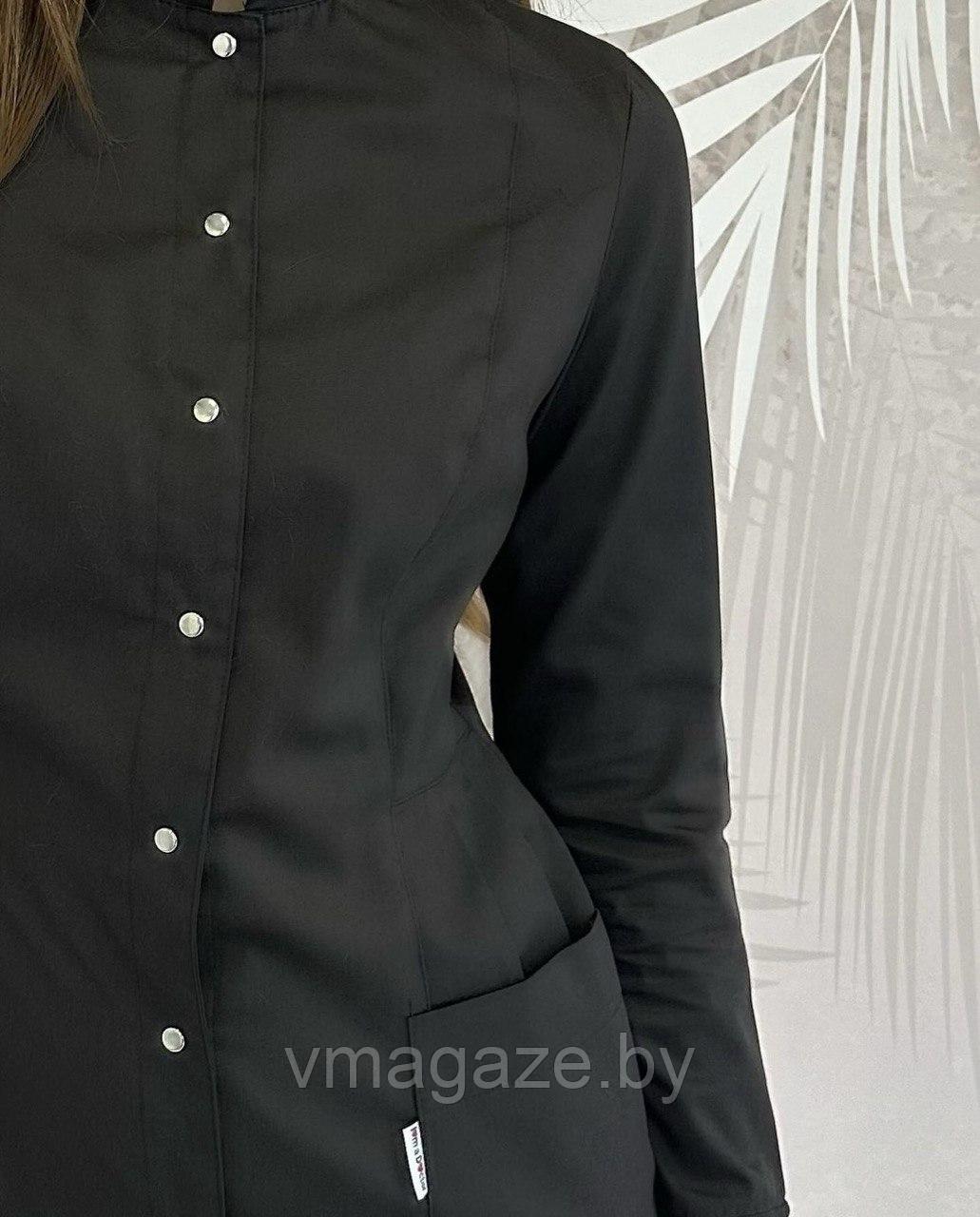 Медицинский халат, женский Слава (цвет черный) - фото 2 - id-p225365734