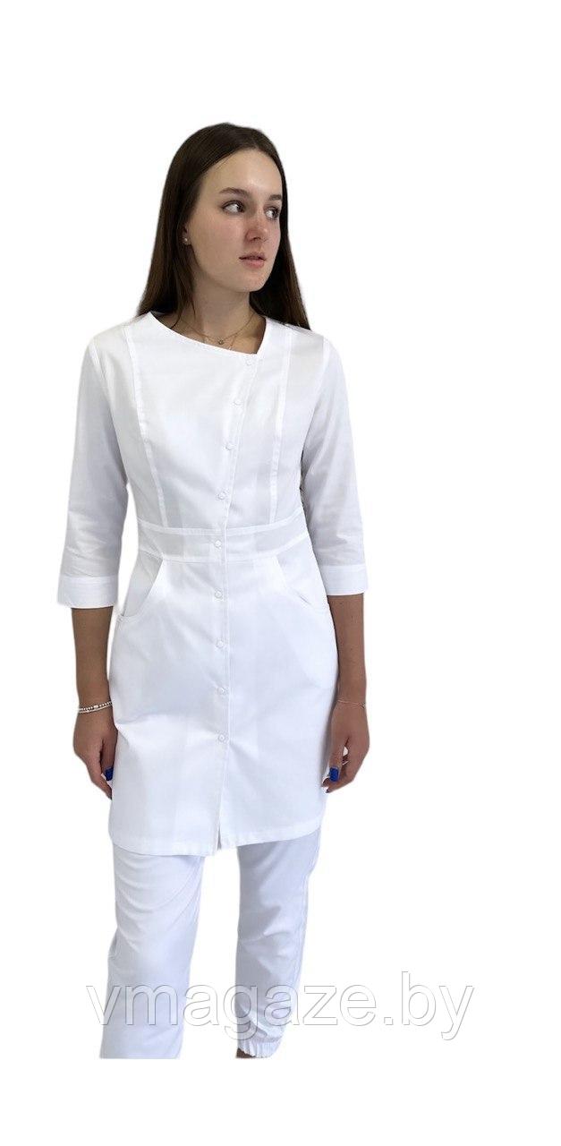 Медицинский халат, женский Тереза (цвет белый) - фото 2 - id-p225365756