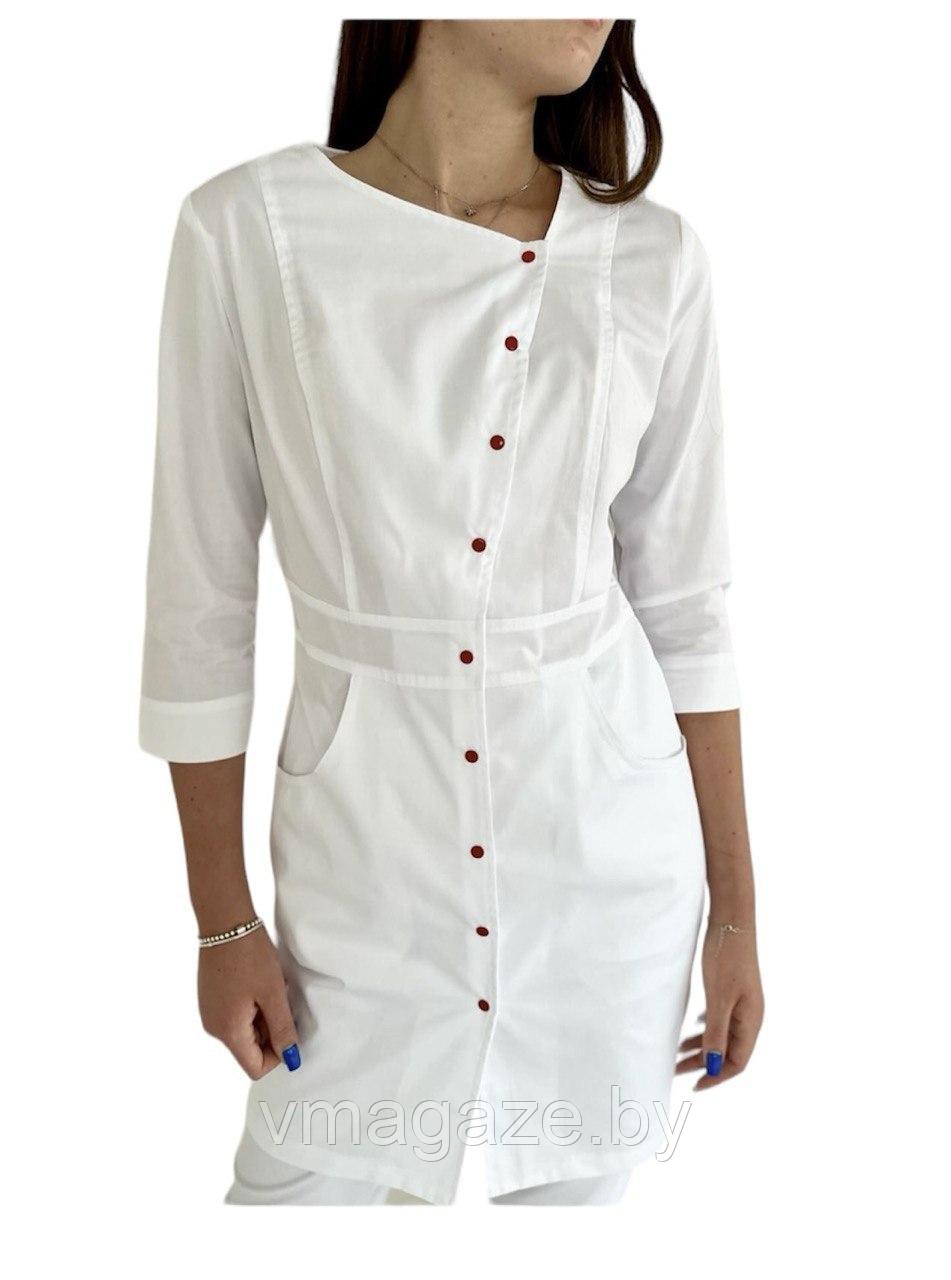 Медицинский халат, женский Тереза (цвет белый) - фото 3 - id-p225365756