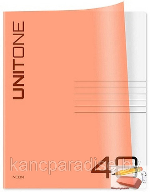 Тетрадь А4 BG UniTone Neon, 48 листов, пластиковая обложка, неон, оранжевый, арт.Т5ск48_пл12473