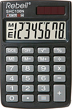 Калькулятор карманный SHC100N Rebell, 8-разрядный, 88 x 59 x 8  мм, черный