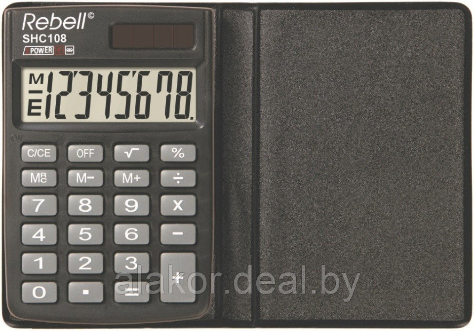 Калькулятор карманный SHC100N Rebell, 8-разрядный, 88 x 59 x 8 мм, черный - фото 2 - id-p225374197
