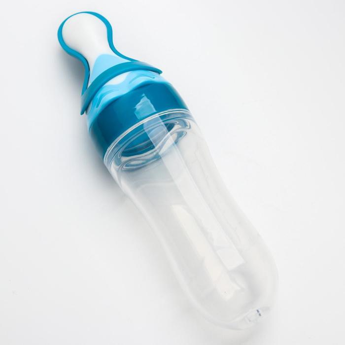 Бутылочка для кормления, силиконовая, с ложкой, от 5 мес., 90 мл, цвет голубой - фото 4 - id-p225374332