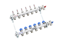 Коллектор REHAU распределительный HKV-D 1 х 3/4 ЕК 12 вых. нерж. сталь с расходомерами