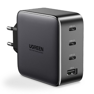Сетевое зарядное устройство UGREEN CD226-40747, USB-A + 3*USB-C, 100W GaN Tech, черное - фото 1 - id-p225399295