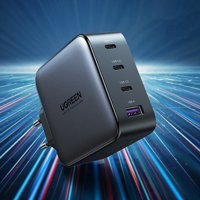 Сетевое зарядное устройство UGREEN CD226-40747, USB-A + 3*USB-C, 100W GaN Tech, черное - фото 3 - id-p225399295