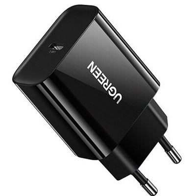Сетевое зарядное устройство UGREEN CD137-10191, 1 USB-C, PD 20W Fast Charge, черное - фото 1 - id-p225399298