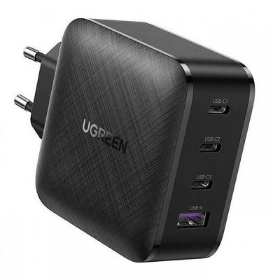 Сетевое зарядное устройство UGREEN CD224-70774; USB-A 3*USB-C, 65W GaN Tech, черное - фото 1 - id-p225399304