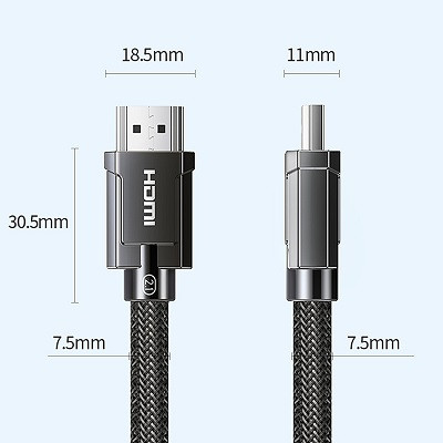 Кабель UGREEN HD135-80602 HDMI 2.1 to HDMI 2.1, Zinc Alloy, в нейлоновой оплётке, 3m, черный - фото 5 - id-p225399321