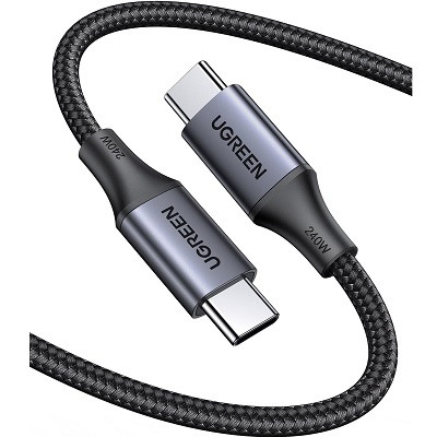 Кабель UGREEN US535-90440 USB-C to USB-C Cable 240W, в оплётке, 2m черный - фото 2 - id-p225399322