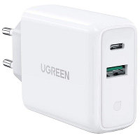 Сетевое зарядное устройтсво UGREEN CD170-60468, USB-A+USB-C, PD 36W Fast Charge, белый
