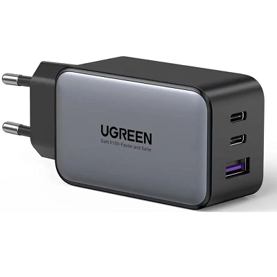 Сетевое зарядное устройство Ugreen CD244-10335, USB-A + 2*USB-C, 65W GaN Tech Fast Charger черный - фото 1 - id-p225399336