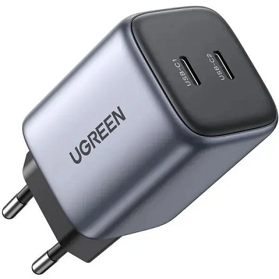 Сетевое зарядное устройство UGREEN CD294-90573 Nexode USB-C+USB-C, 45W (25W+20W), PD, серый - фото 1 - id-p225399340
