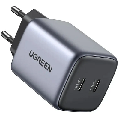 Сетевое зарядное устройство UGREEN CD294-90573 Nexode USB-C+USB-C, 45W (25W+20W), PD, серый - фото 2 - id-p225399340