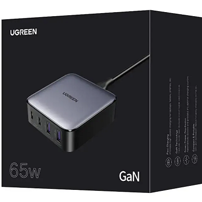 Сетевое зарядное устройство Ugreen CD327-90747 настольное, 2*USB-A+2*USB-C 65W, серый - фото 5 - id-p225399342