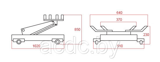 Тележка гидравлическая подкатная для агрегатов трансмиссии г/п 2000 кг. KraftWell (Турция) арт. KRWLTJ2T - фото 3 - id-p225405834