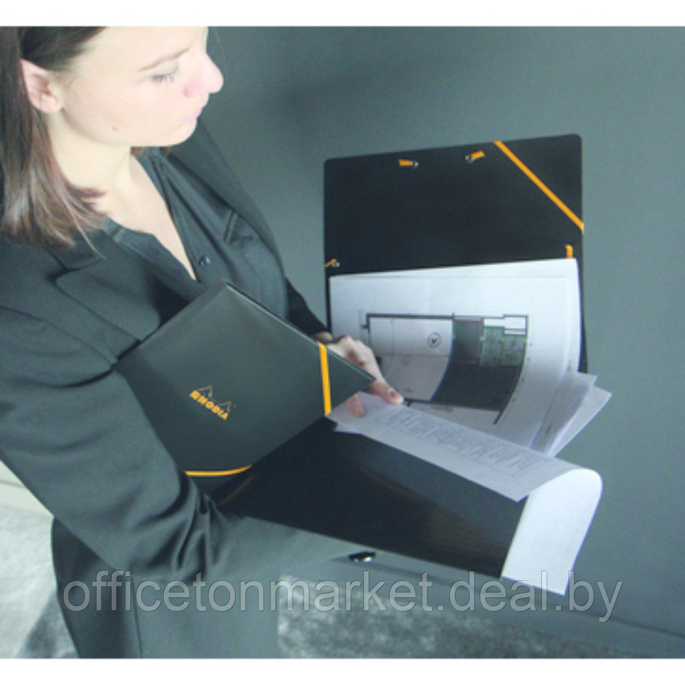 Папка на резинках "Rhodia", A4, 40 мм, картон, оранжевый - фото 3 - id-p225402448