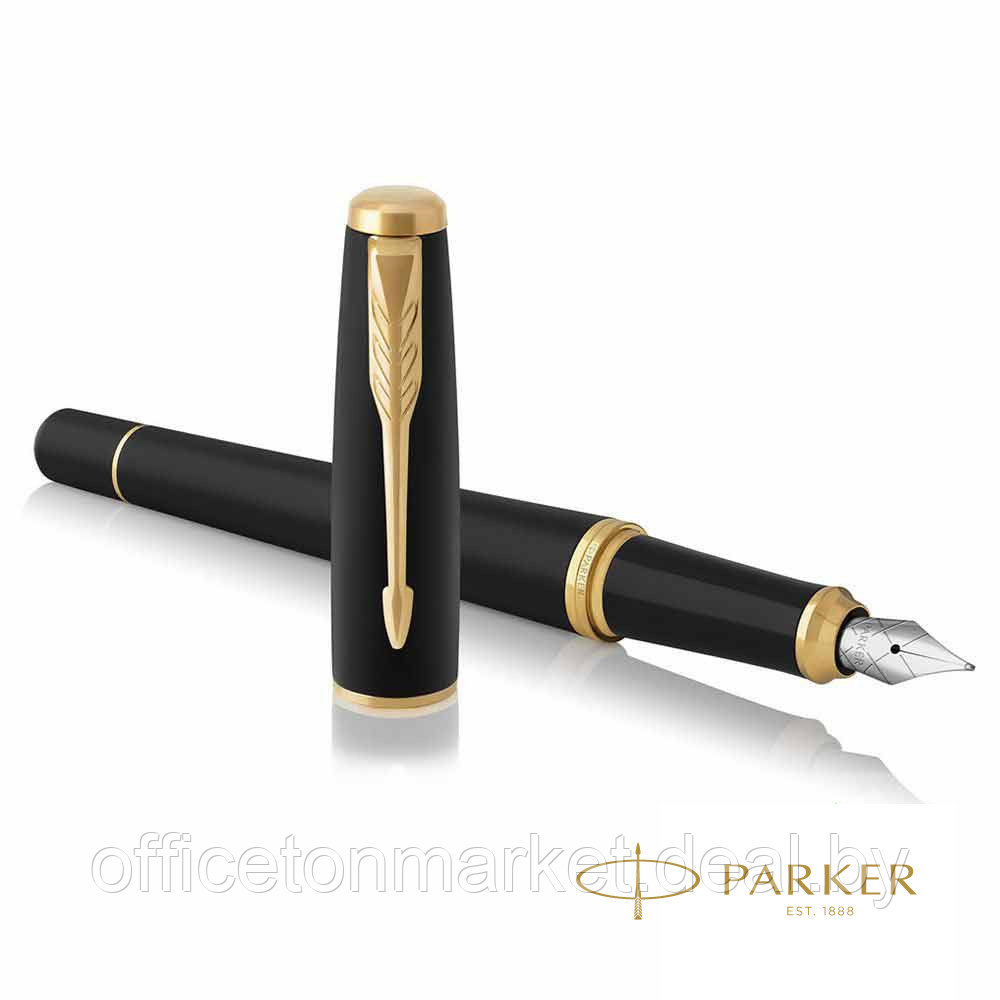Ручка перьевая "Parker Urban Muted Black GT", F, черный, золотистый, патрон синий - фото 1 - id-p225408150