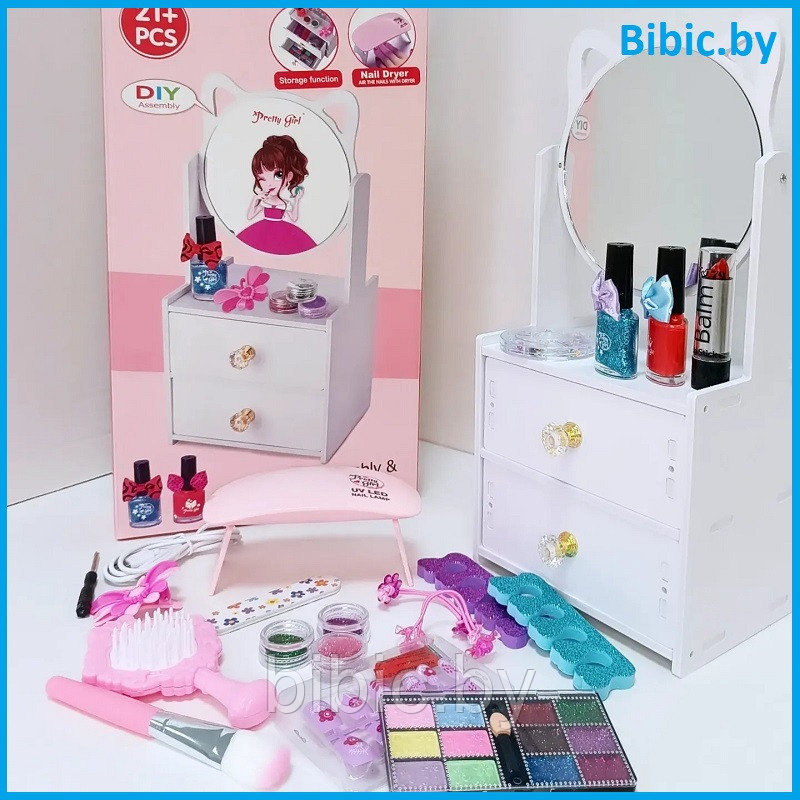 Набор столик с макияжем детской декоративной косметики, детская декоративная косметика для девочек