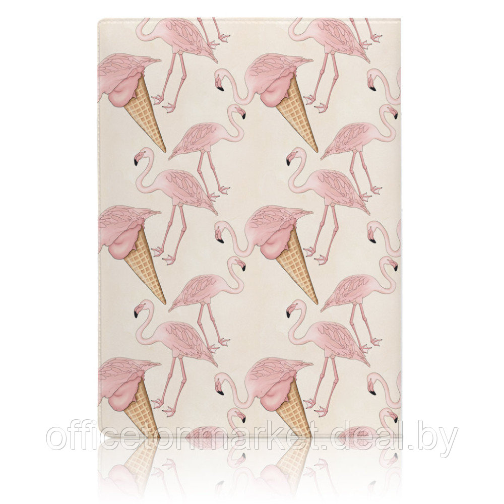 Обложка для паспорта "Flamingo Ice cream", ПВХ, розовый - фото 1 - id-p225408233