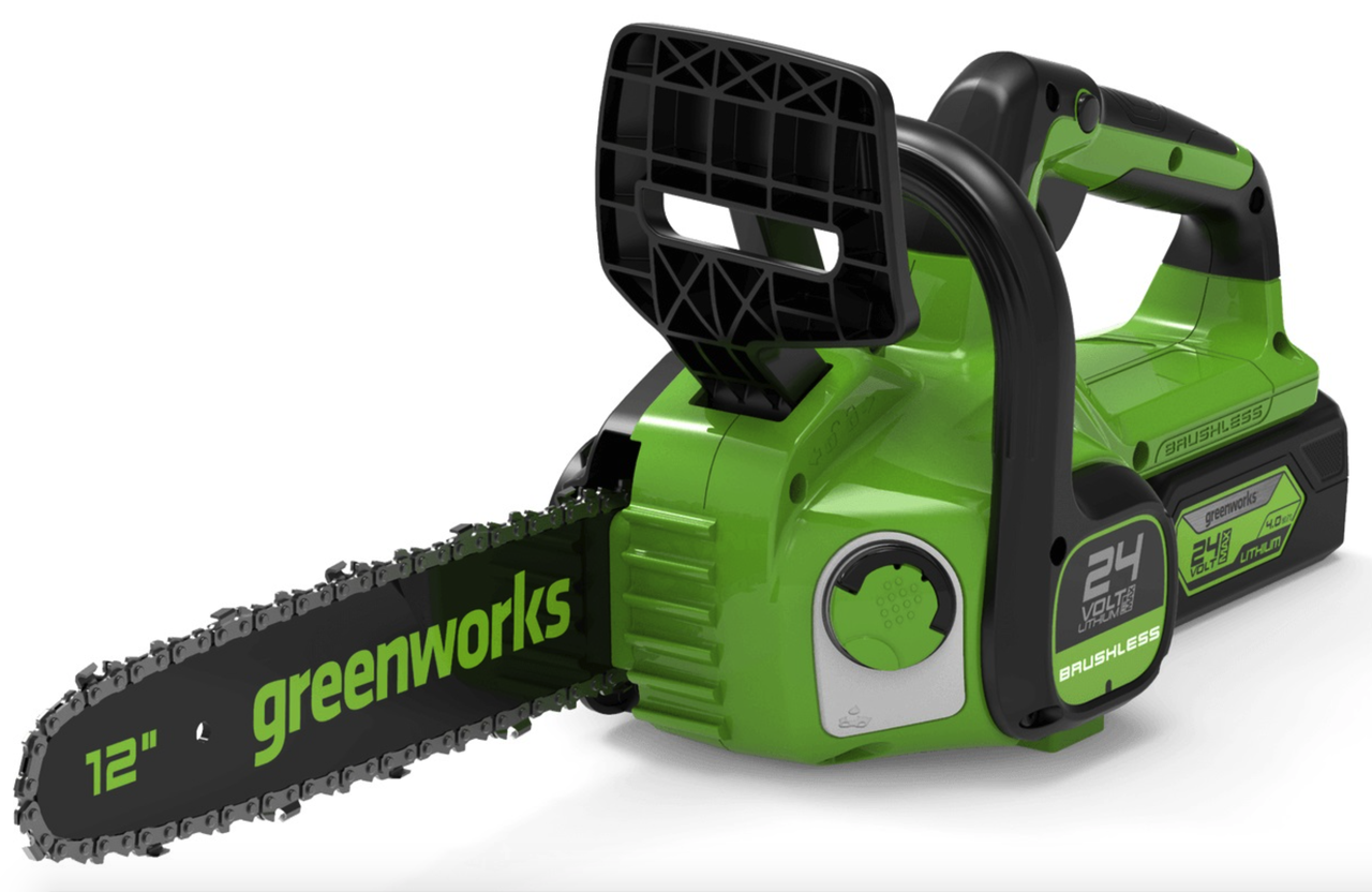 Пила цепная аккумуляторная Greenworks G24CS25K4 24В (в комплекте АКБ 4А/ч + ЗУ) - фото 1 - id-p225403060