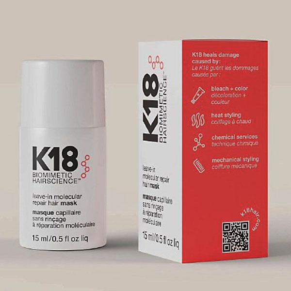 Маска несмываемая K18 Домашний уход для молекулярного восстановления волос 15ml - K18 Home Care Mask - фото 2 - id-p225408932