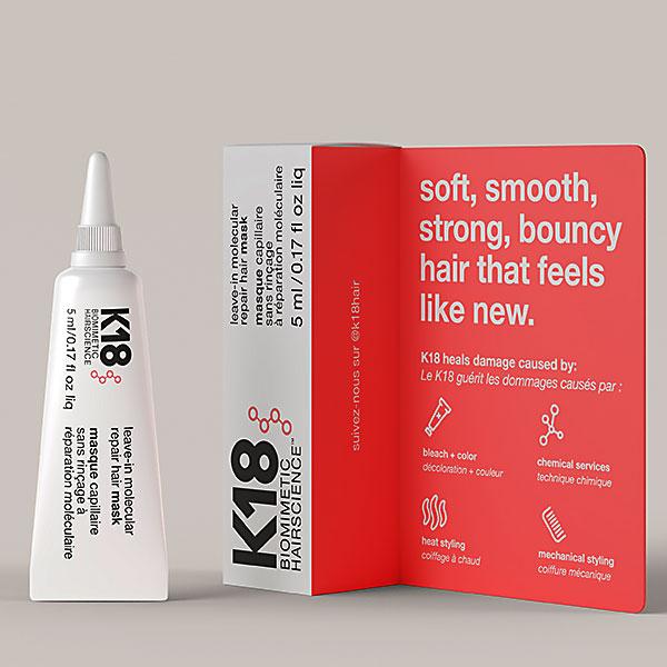Маска несмываемая K18 Домашний уход для молекулярного восстановления волос 5ml - K18 Home Care Mask - фото 2 - id-p225408933
