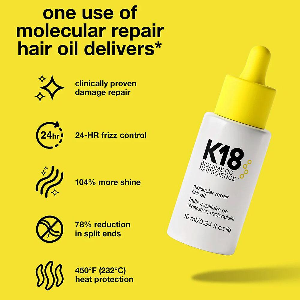 Масло K18 Домашний уход для молекулярного восстановления волос 30ml - K18 Home Care Molecular repair hair oil - фото 5 - id-p225408938