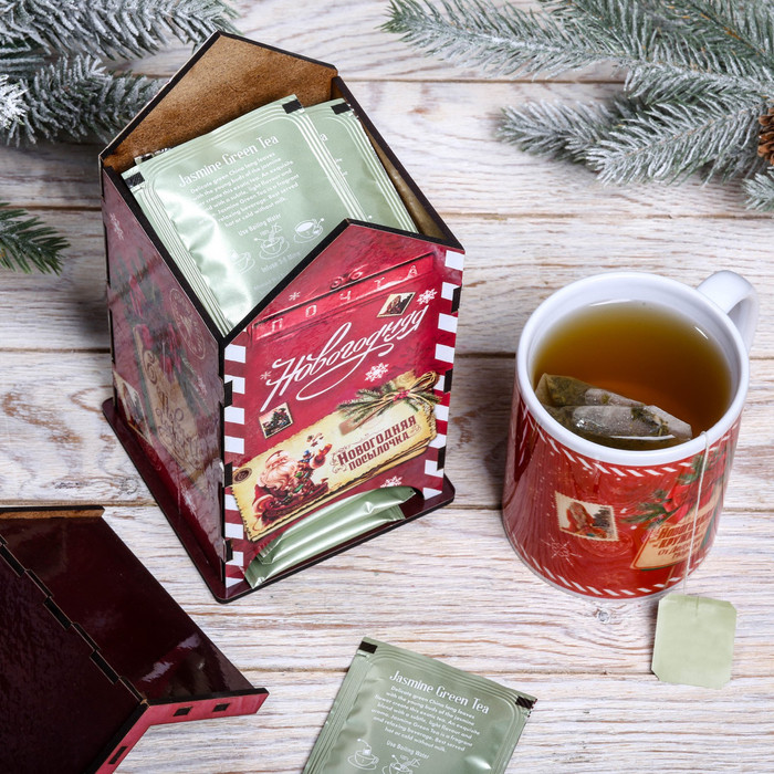 Подарочный набор: чайный домик и кружка «Новогодняя посылочка» - фото 2 - id-p225409998