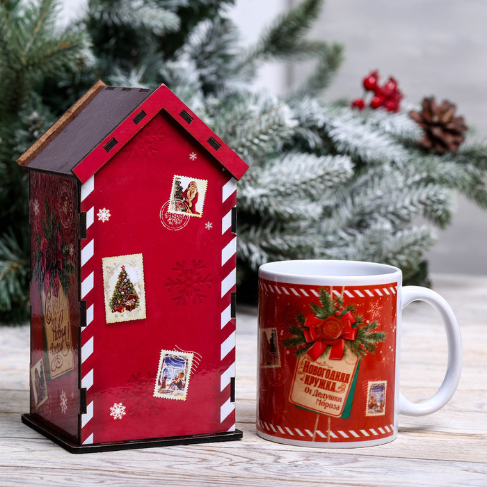 Подарочный набор: чайный домик и кружка «Новогодняя посылочка» - фото 3 - id-p225409998