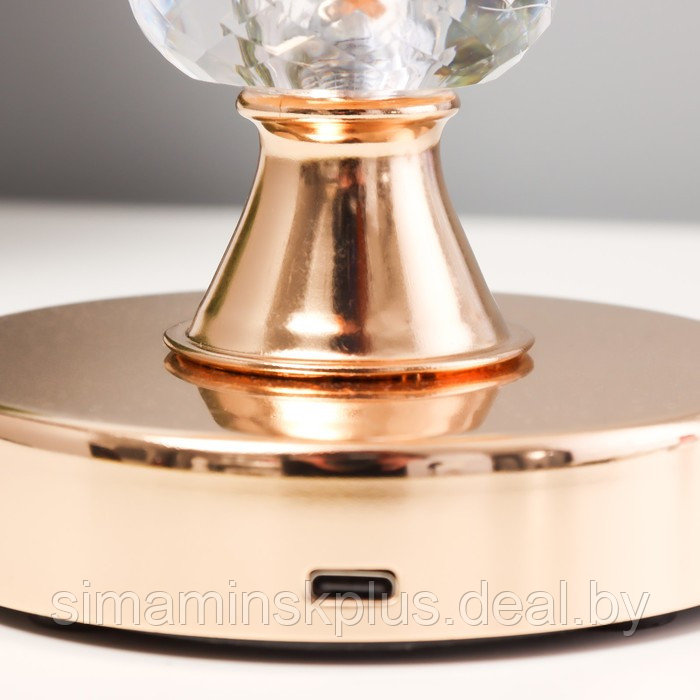 Настольная лампа сенсорная "Билди" LED 3Вт 3000-6000К USB АКБ диммер золото 9,5х9,5х29,5 см 102220 - фото 6 - id-p225410006